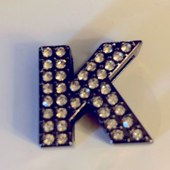 Lug Handbag Sparkle Letter Initial K Black Rhinestone Slide In to Lug Strap - Picture 5 of 5
